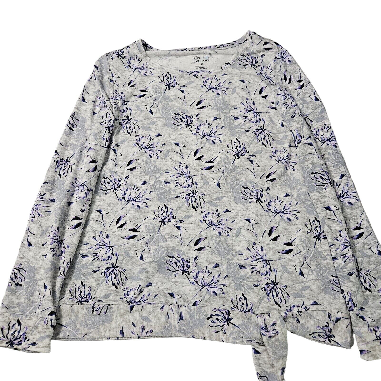 Croft And Barrow Womens Top Multi-Color Size Medium Rayon Blend Pullover Floral