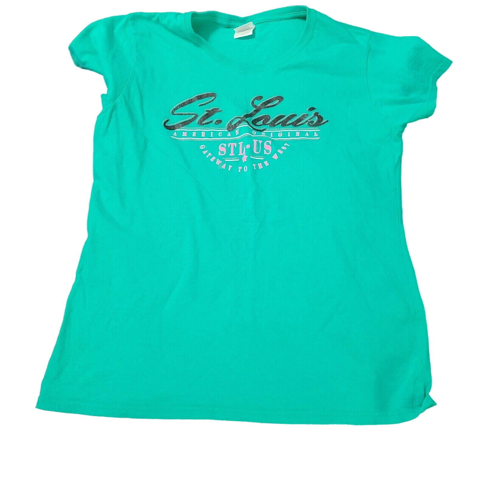 Gildan Heavy Cotton Tshirt Womens St. Louis Aqua Large