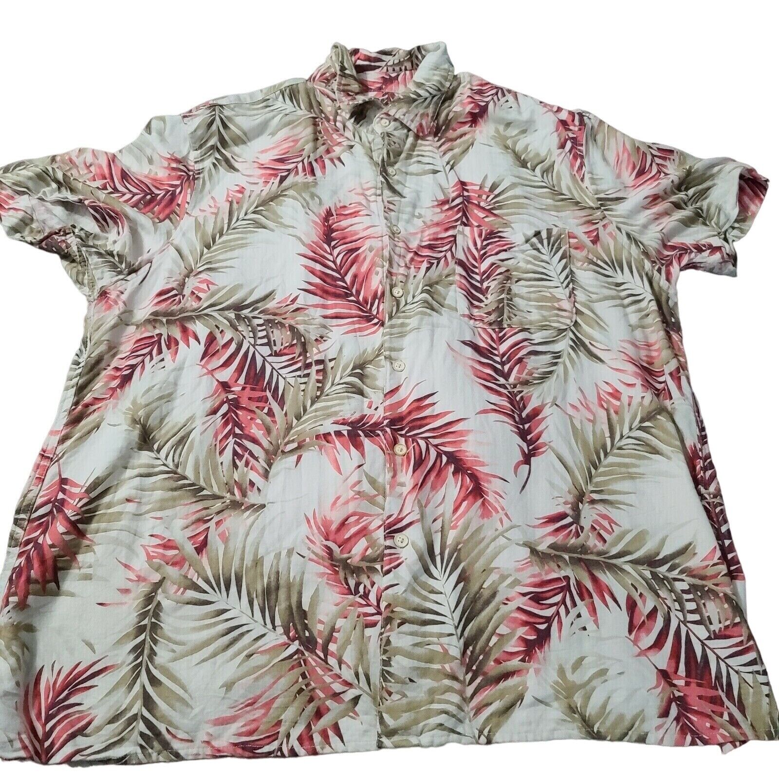 Jasso Elba White with Red And Green Palm Leaves Mens XL 17-17 1/2