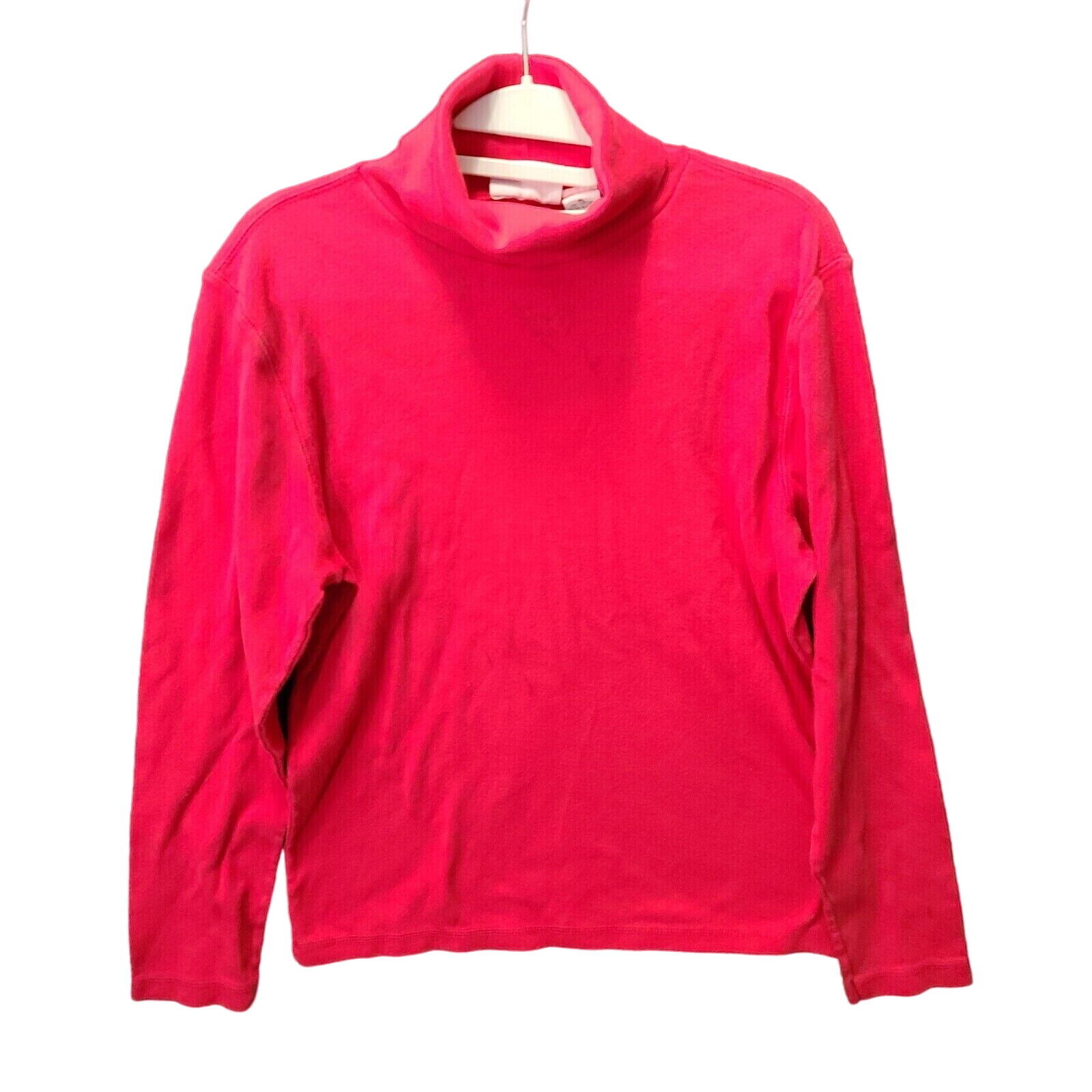 Liz Claiborne Womens Turtle-Neck Red Size Petite Large 100% Cotton Long Sleeve