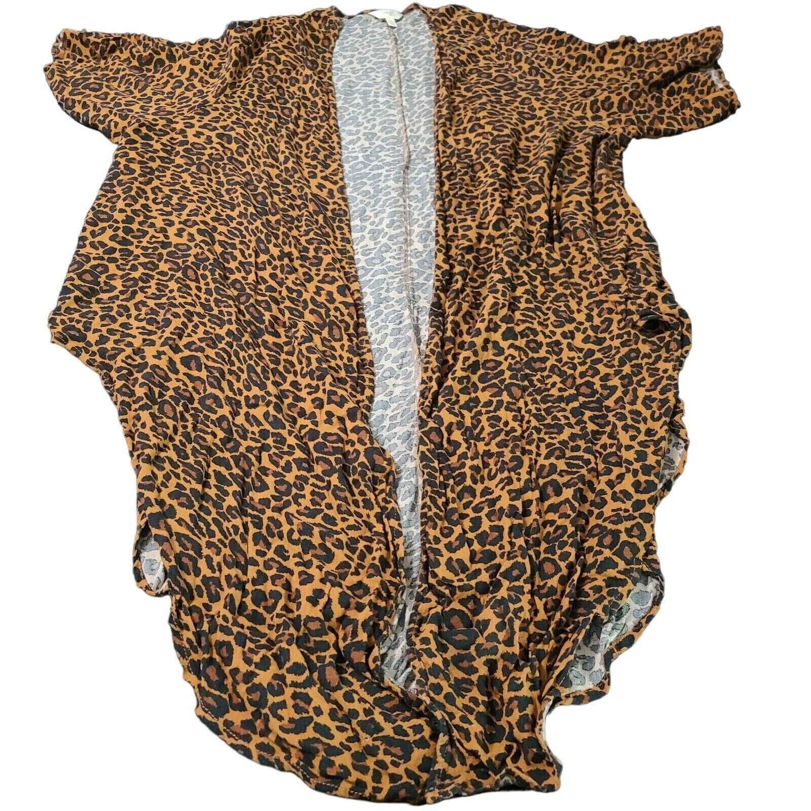 Terra & Sky Leopard Print Long Kimono Size 1X 16W-18W Womens