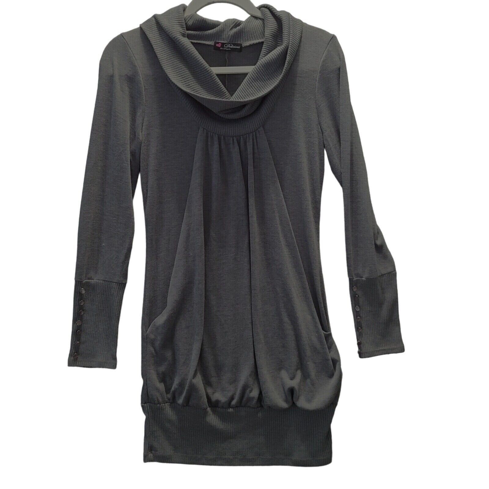 Delirious Los Angeles Womens Dress Size Medium Gray Long Sleeve Cowl Neck