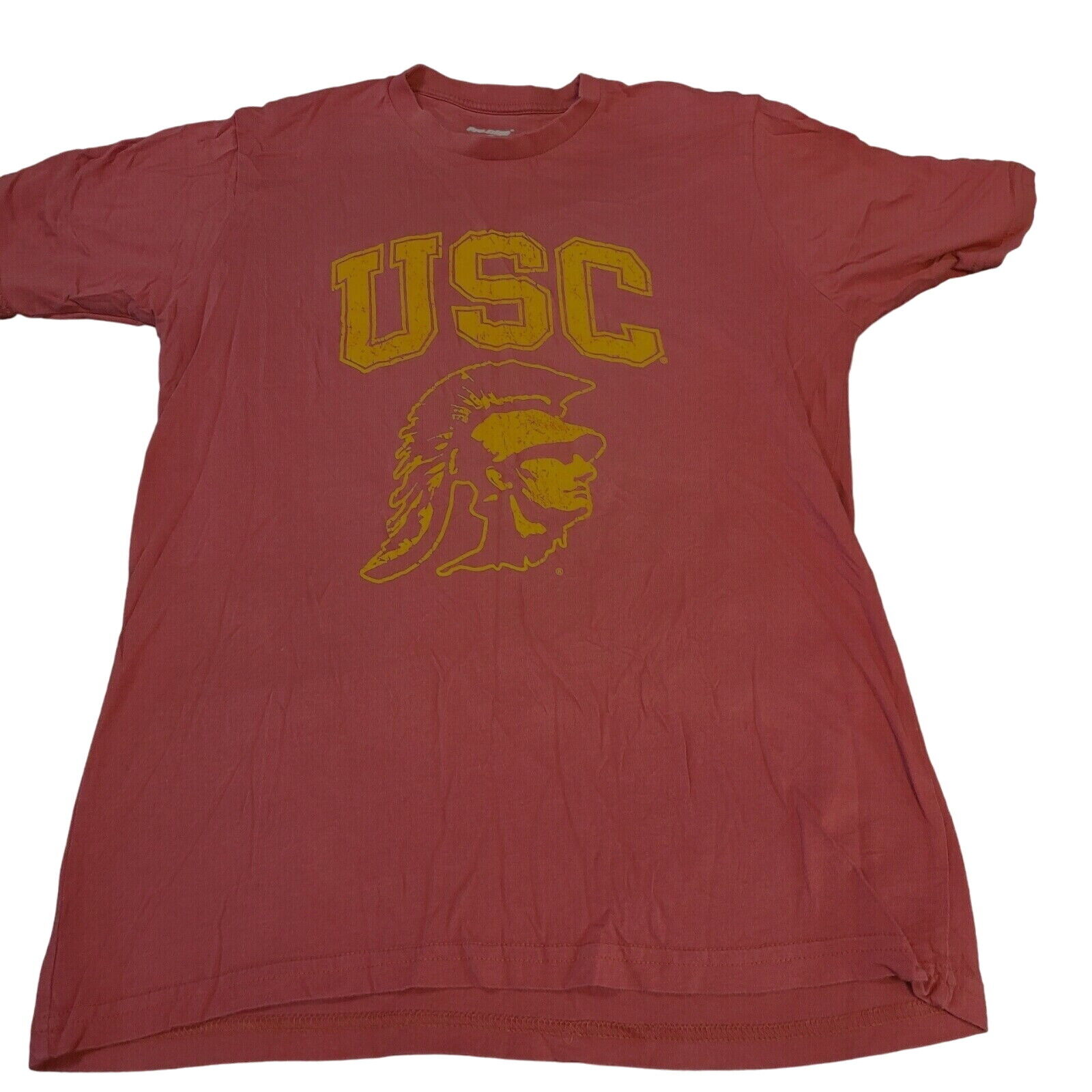 Pro Edge USC Mens T-Shirt Red Size Medium 100% Cotton Trojan Mascot Short Sleeve