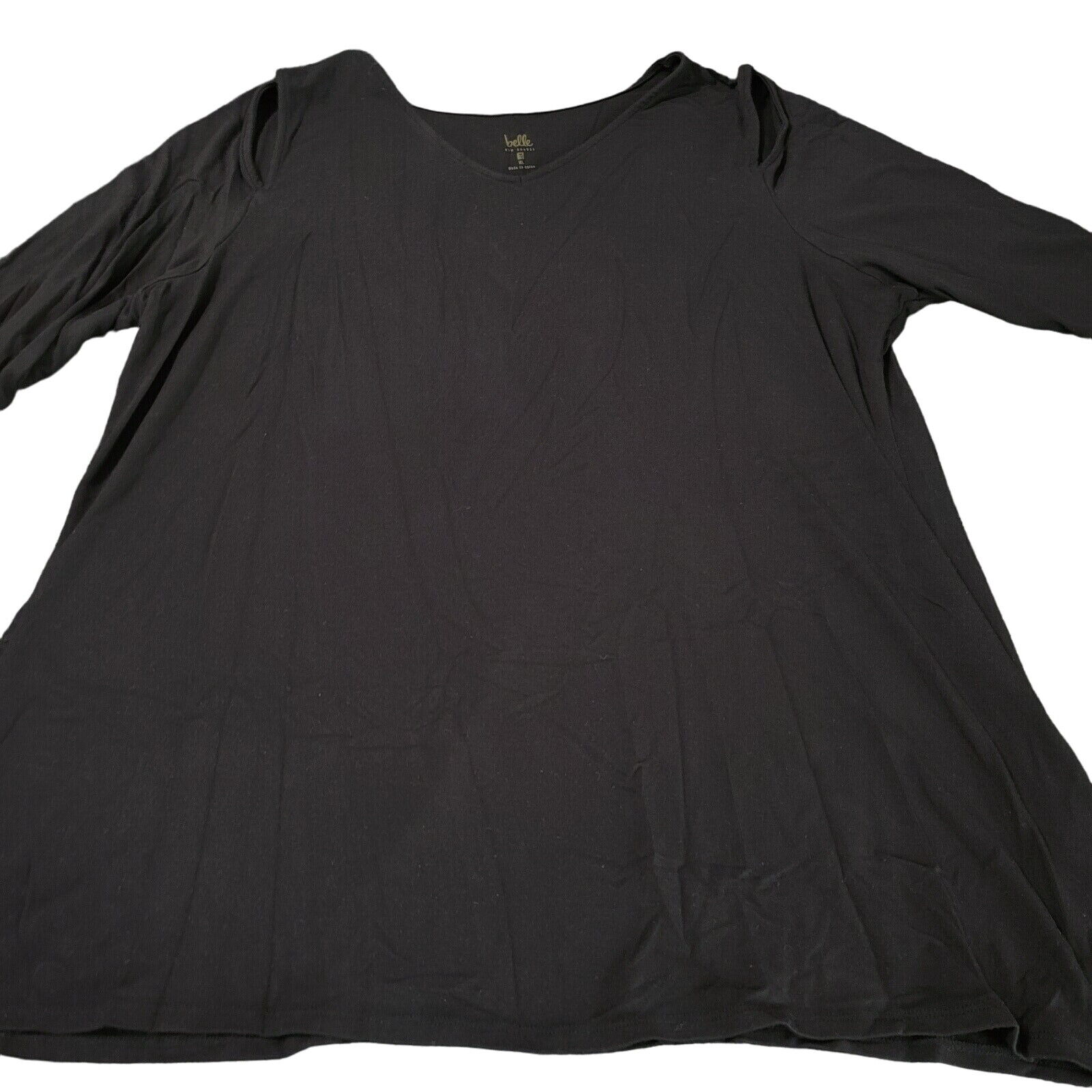 Belle By Kim Gravel Womens Blouse Black Size XL Modal Blend Stretch Pullover