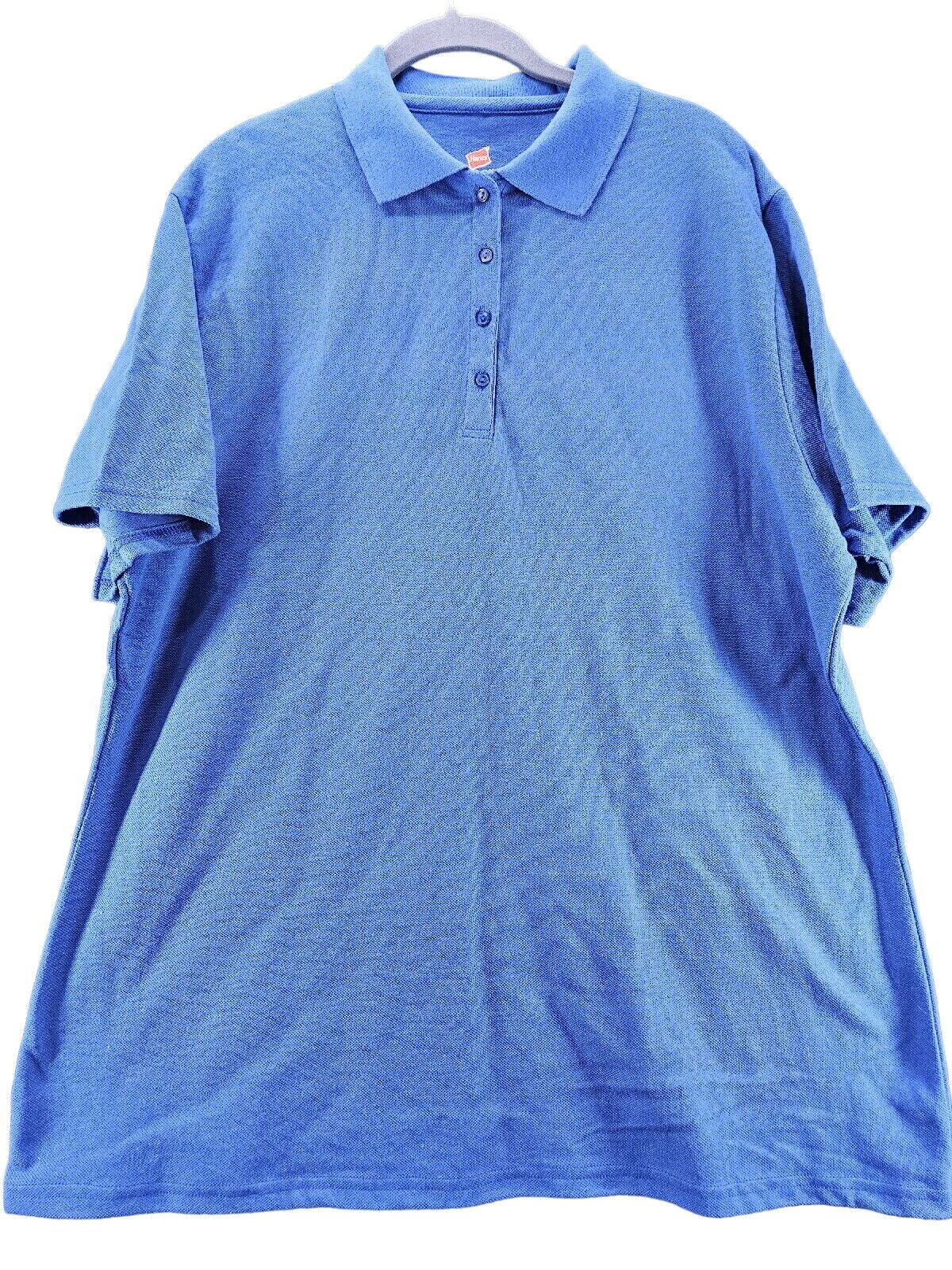 Hanes Mens Polo Blue Size 3XL 100% Cotton Short Sleeve Pullover Buttons