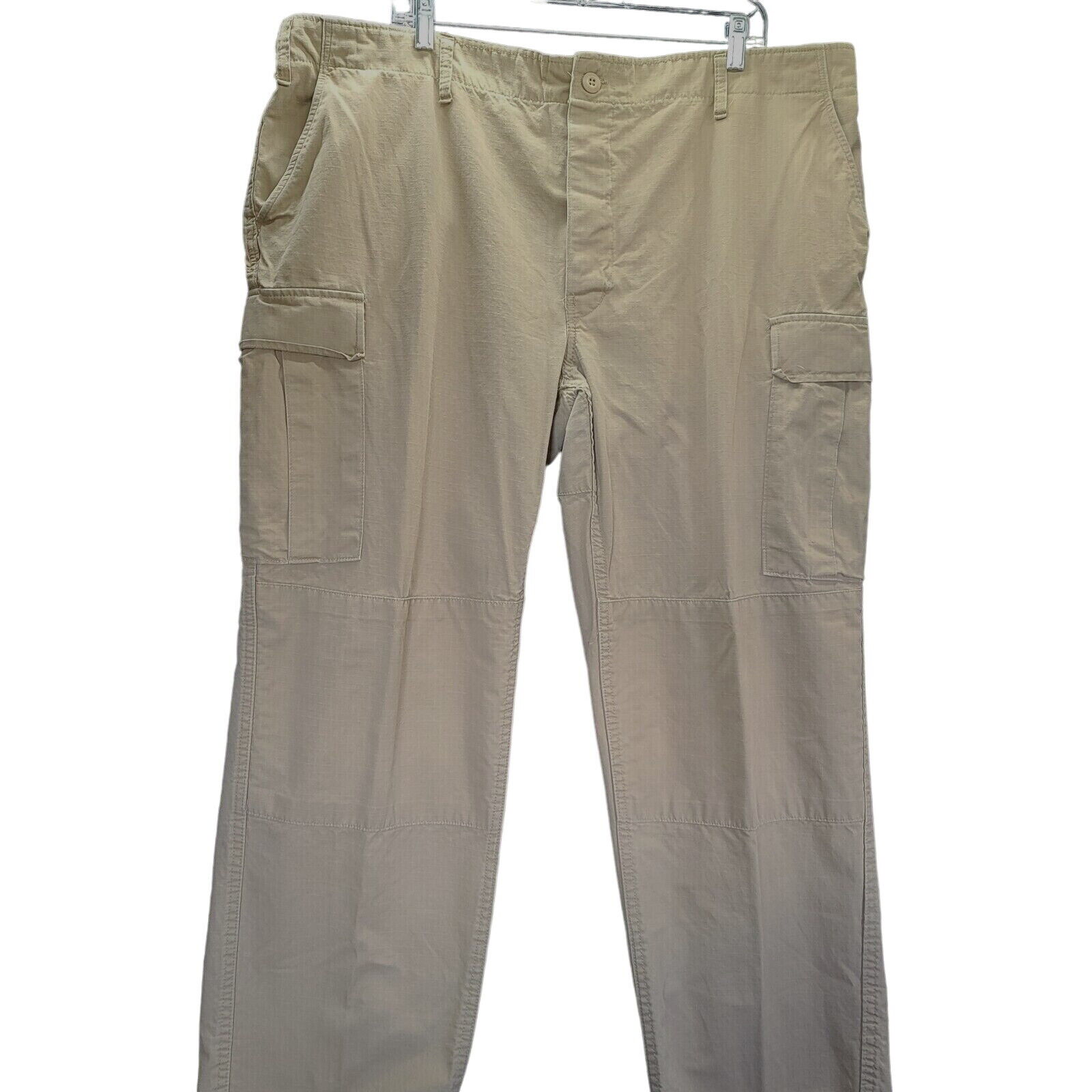 Tru-Spec Mens Pants Beige Size 39-43 100% Cotton Button Close Pockets Adjustable