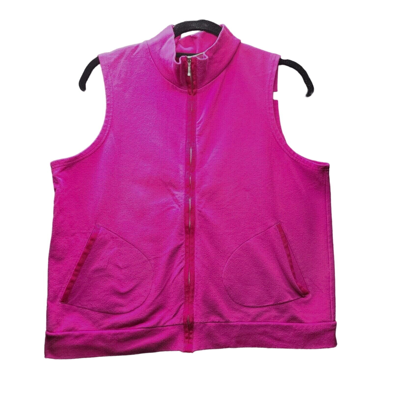 Kim Rogers Womens Vest Pink Size PL Cotton Blend Zip Close Pockets Sleeveless