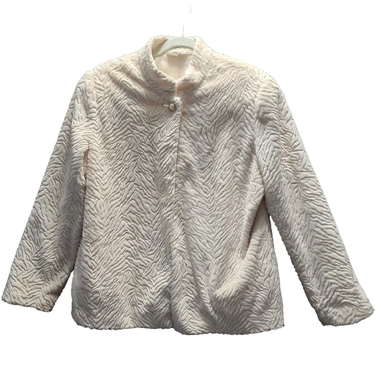 Laura Ashley Long Sleeve Cream Colored One Button Soft Coat Size Medium Womens