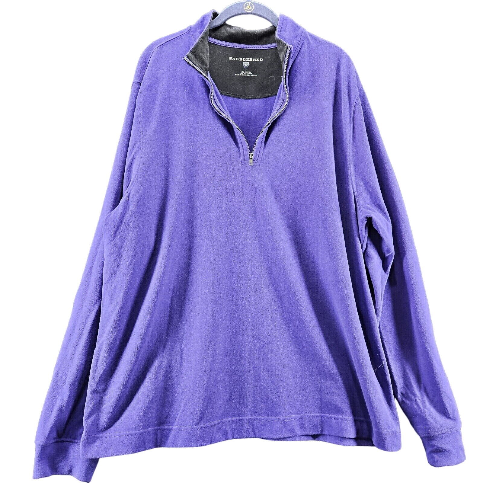 SaddleBred Womens Pullover Purple Size Large Cotton Blend Long Sleeve 1/2 Zip