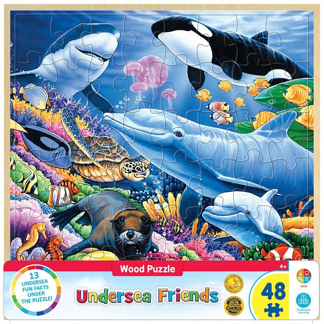 Wood Fun Facts of Undersea Friends 48 Piece Kids Puzzle 12×12 MasterPieces