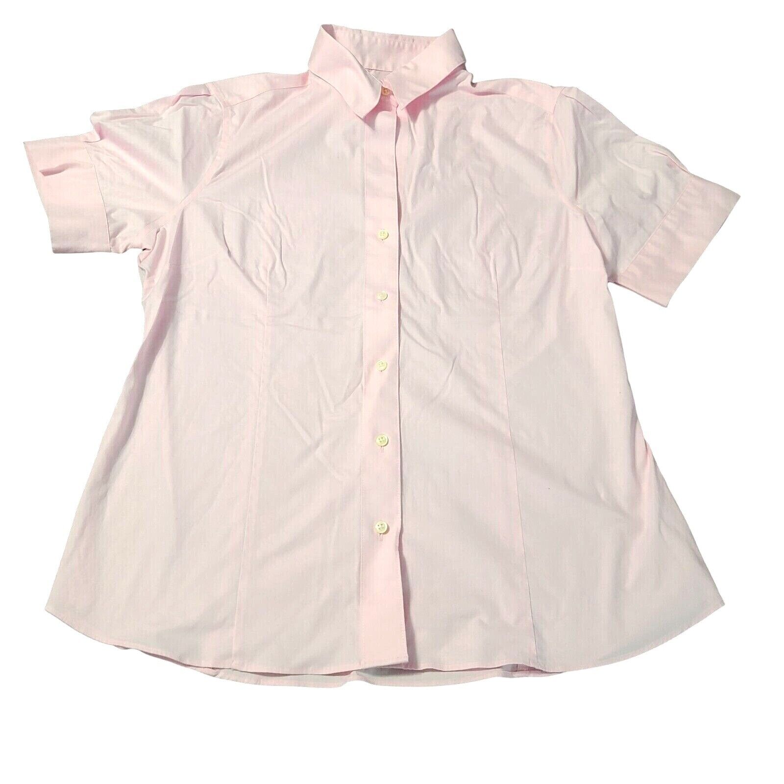 Line A Donna Platinum Womens Button Up Pink Size 8 Cotton Blend Short Sleeve