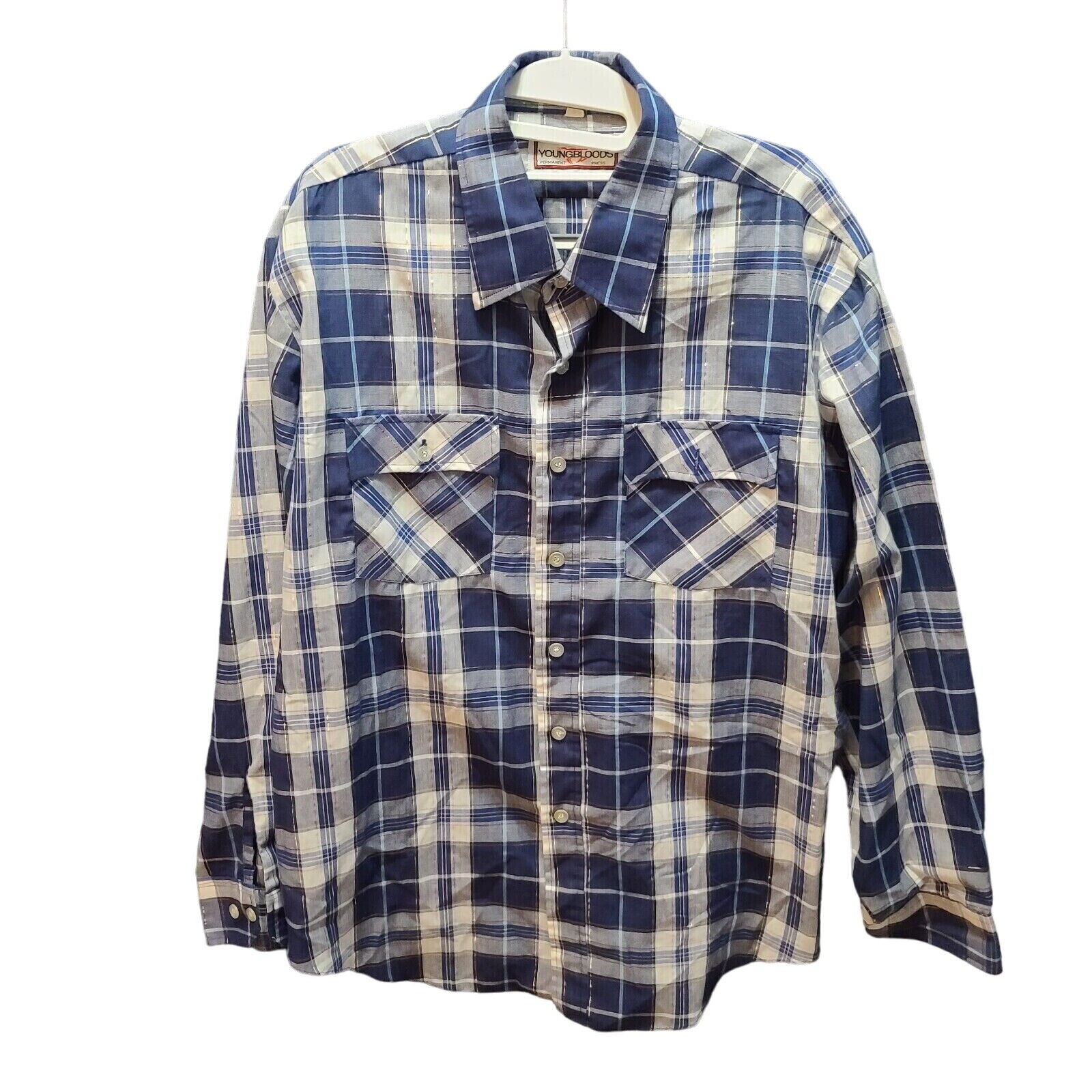 Youngbloods Mens Button Up Shirt Multi-Color Size XL Polyester Blend Pockets