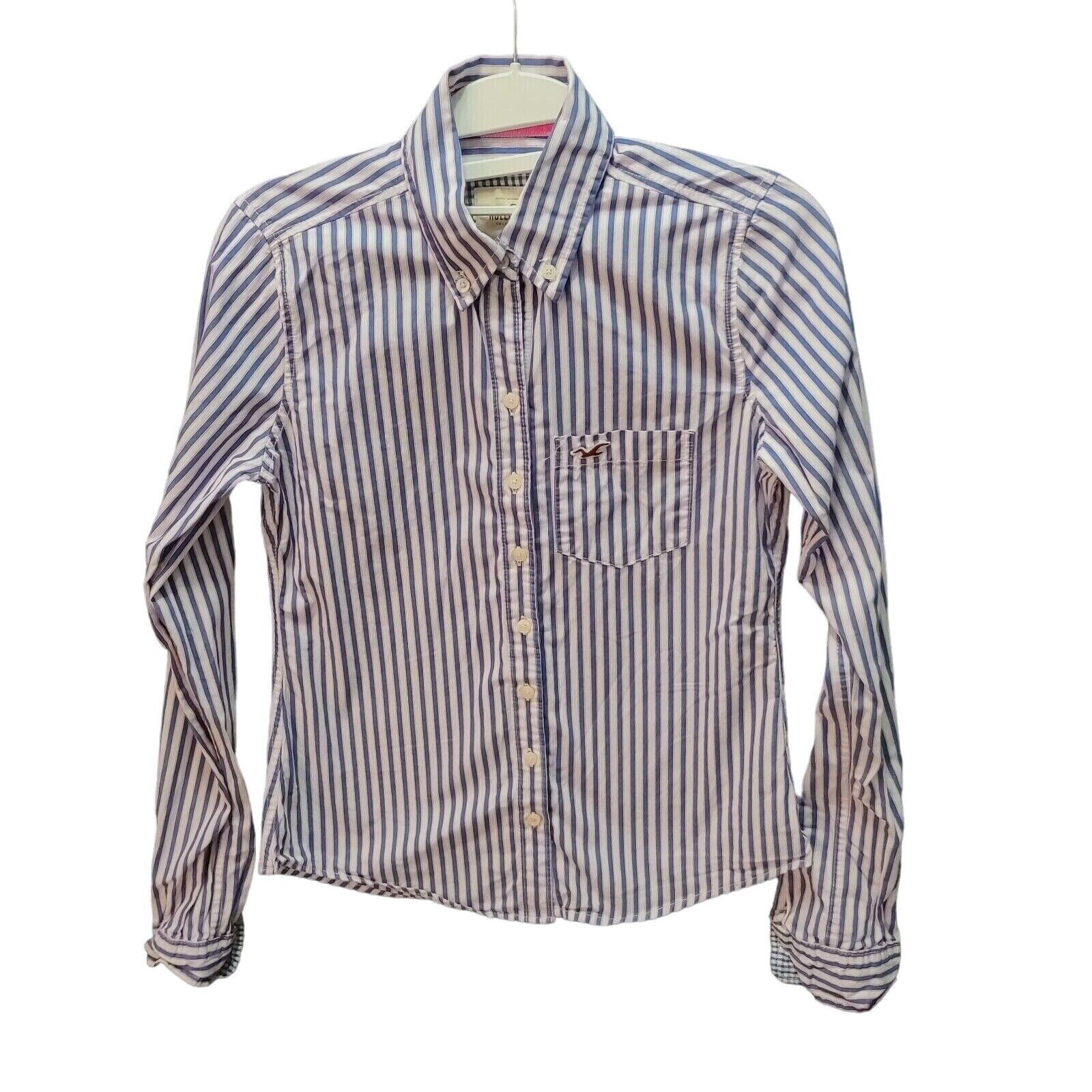 Hollister Womens Blouse Multi-Color Size XS 100% Cotton Striped Long Sleeve