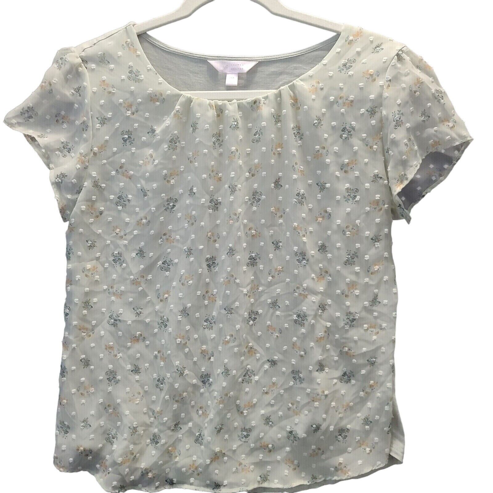 Lauren Conrad Womens Blouse Mint Green Size Medium 100% Polyester Short Sleeve