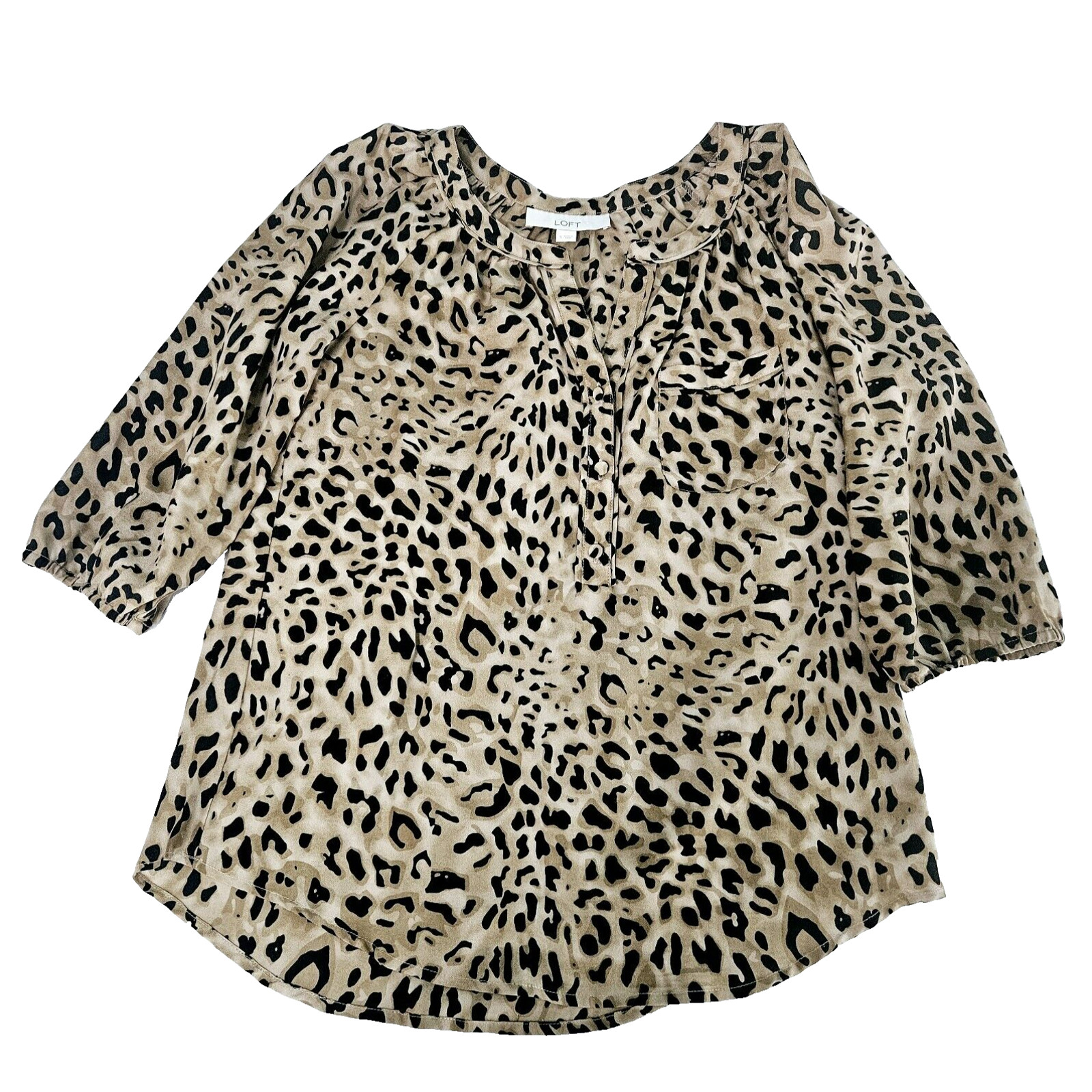 Loft Womens Blouse Multicolor size Small 100% Polyester 3/4 Sleeve Pullover