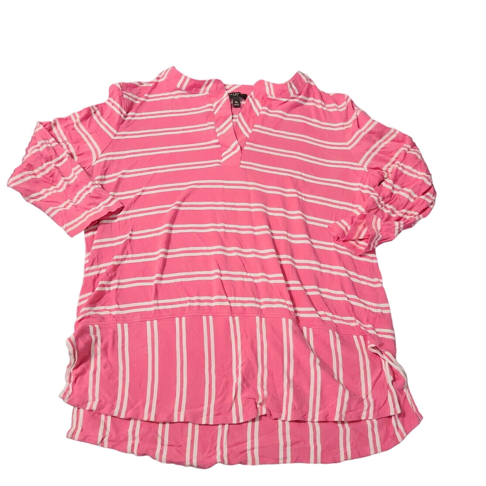 Talbots Womens T-Shirt Multicolor Size PM Rayon 3/4 Sleeve Pullover V-Neck