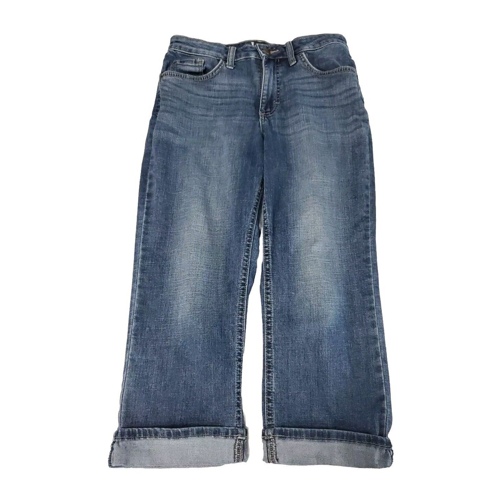 Lee Women’s Capri Jeans Blue Size 6M Cotton Blend Stretch Button Zip Pockets