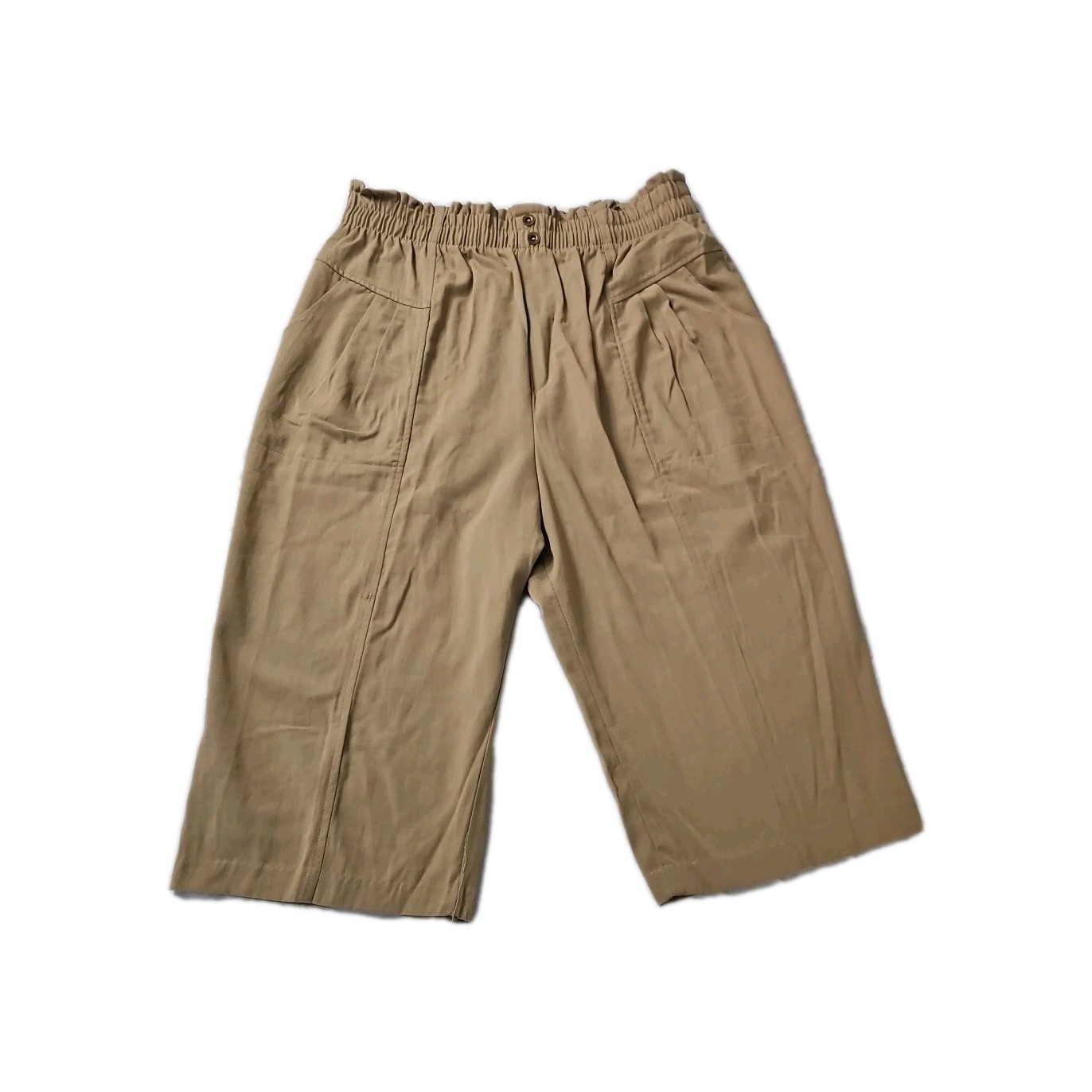 Vintage Lady Christel Womens Capri Pants Brown Size 40 100% Cotton Stretch Waist