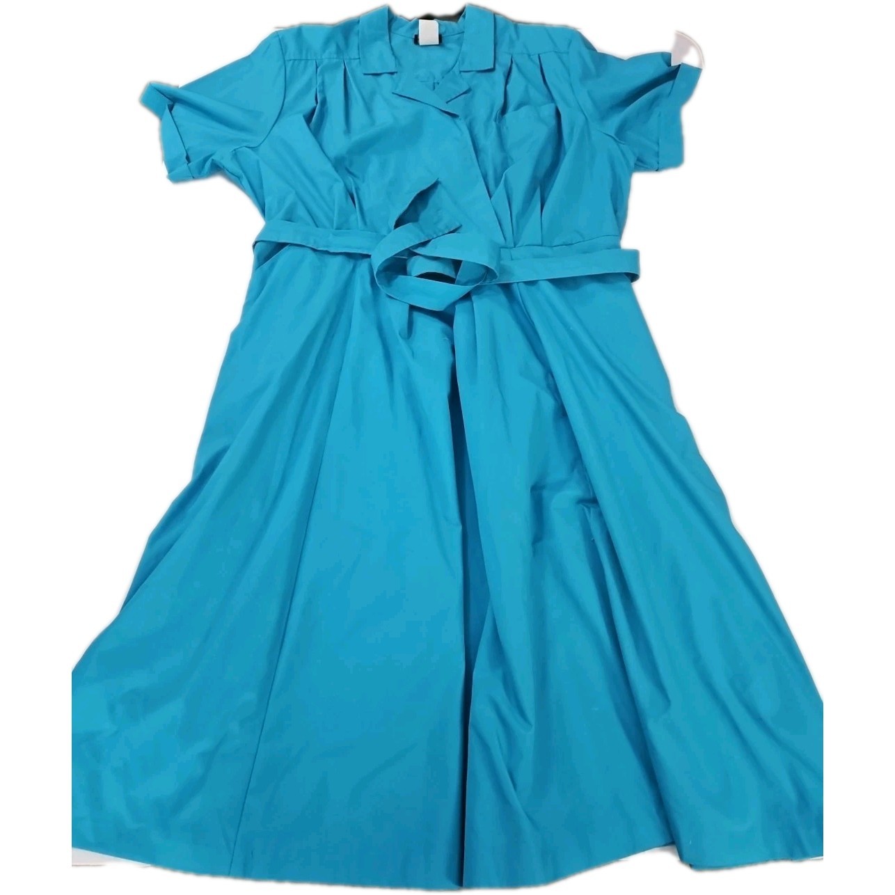 Vintage Halmode plus Womens Dress Blue Size 24W Short Sleeve Belted Pockets