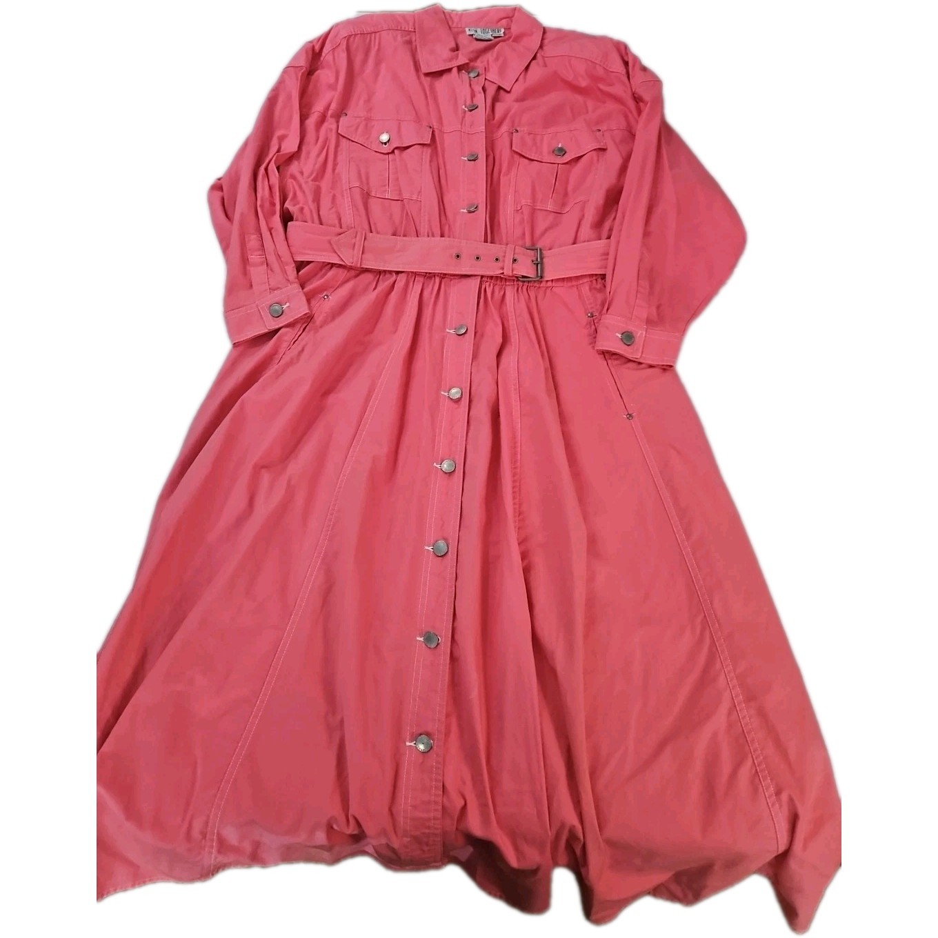 Together Womens Dress Pink Size 24 100% Cotton Long Sleeve Button Close Pockets