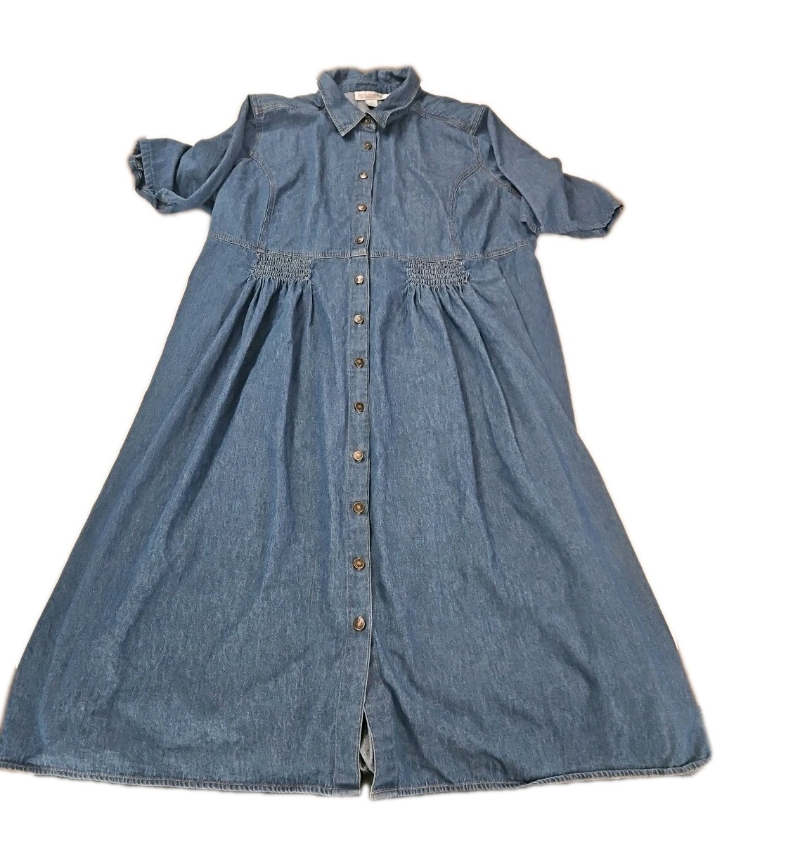 Silhouettes Womens Denim Dress Blue Size 26 100% Cotton Short Sleeve Buttons