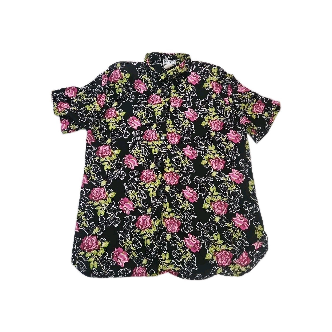 Vintage Cabrais Womens Button Up Multicolor Size 24W 100% Rayon  Short Sleeve