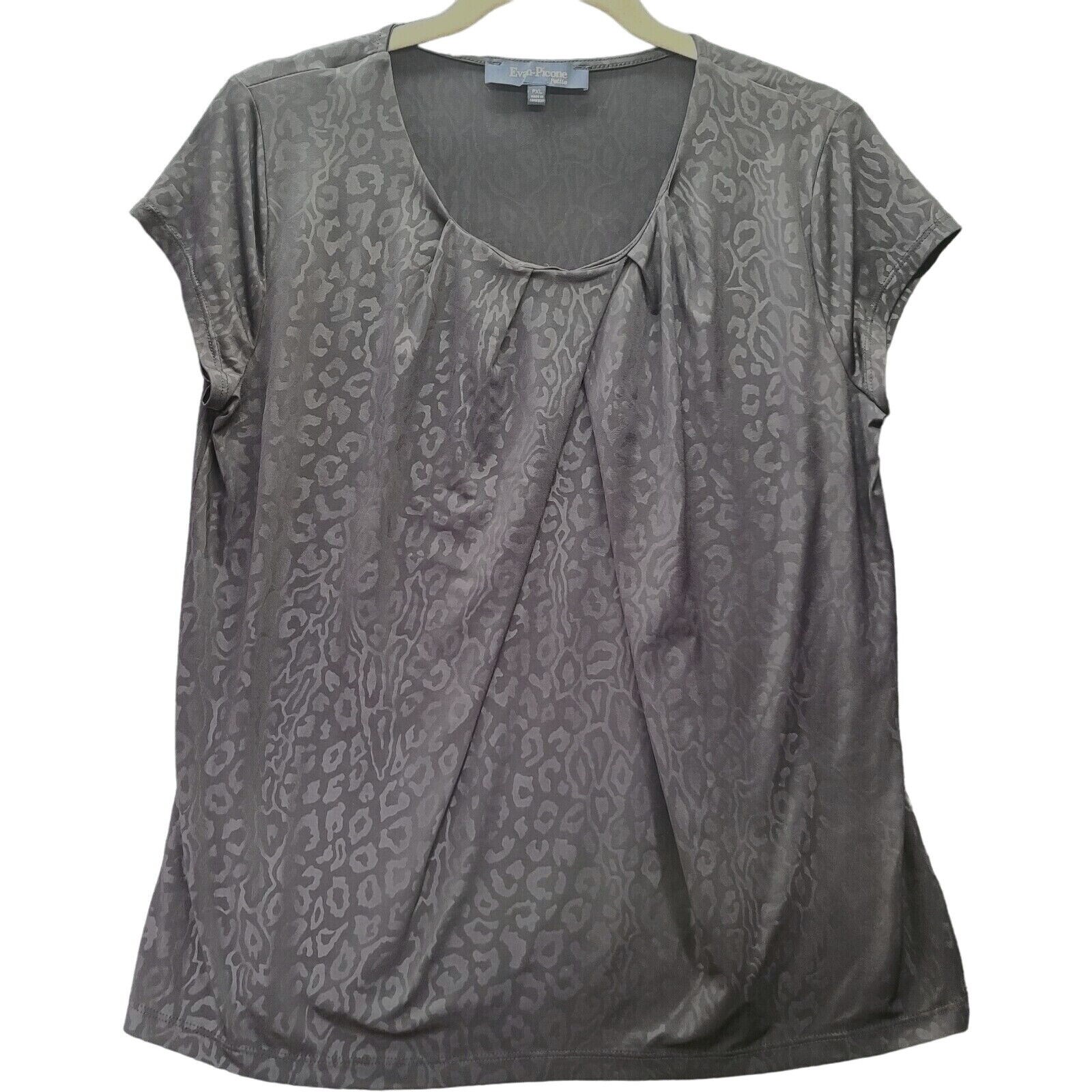 Evan Picone Womens Blouse Black Size PXL Polyester Blend Pullover Short Sleeve