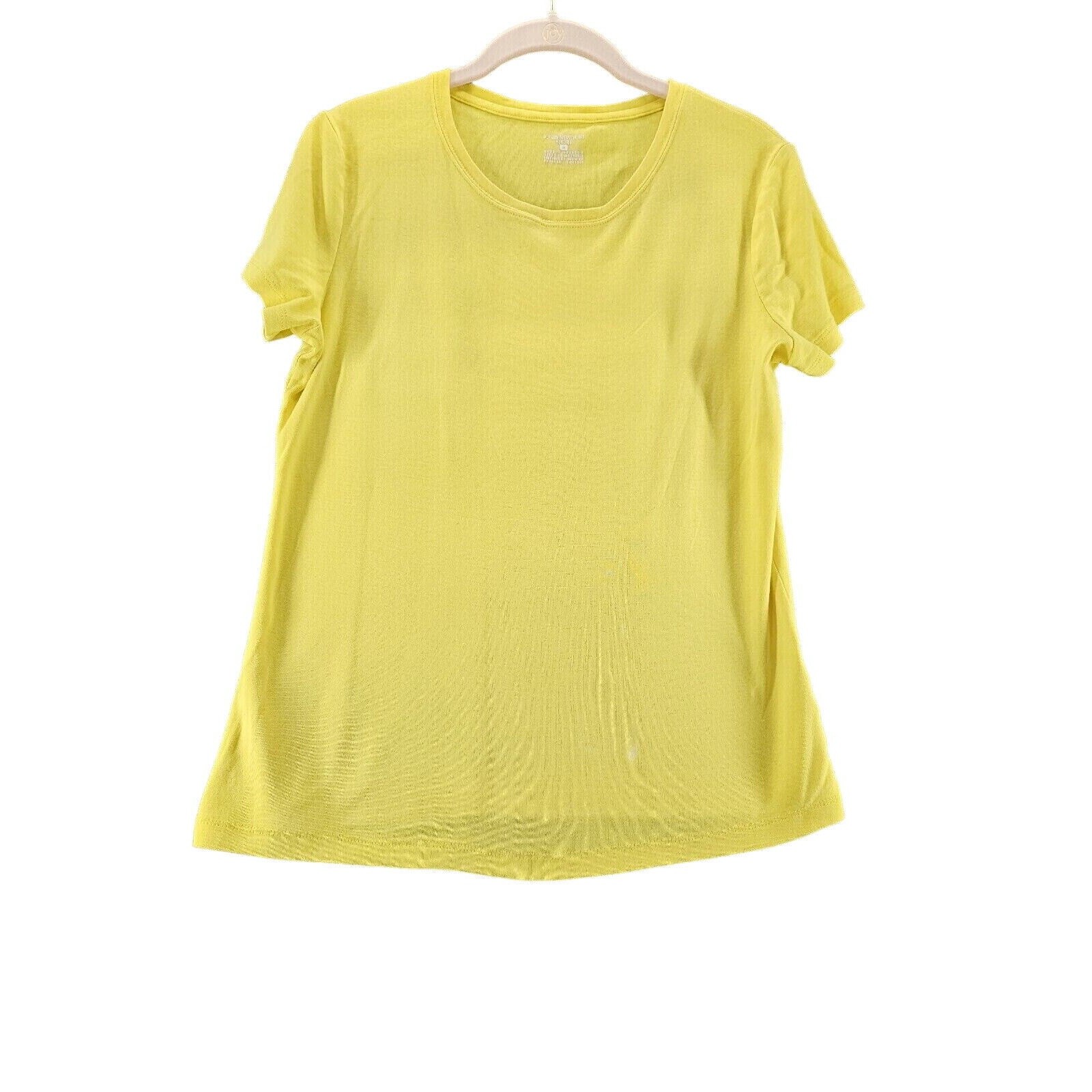 Jones New York Womens Top Yellow Size Medium 100% Cotton Short Sleeve Pullover