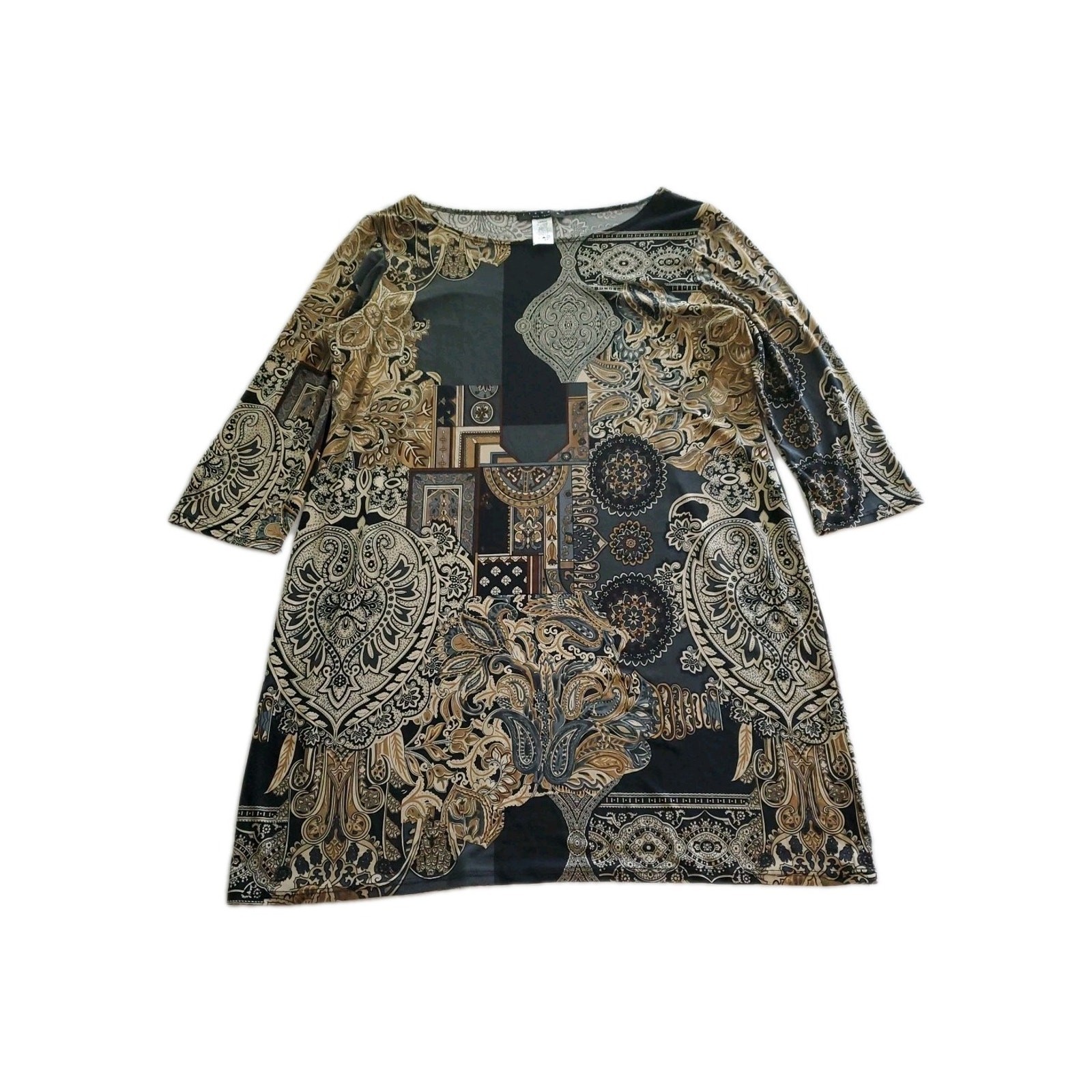 Tiana B. Womens Dress Multicolor Size Large Polyester Blend Stretch 3/4 Sleeve