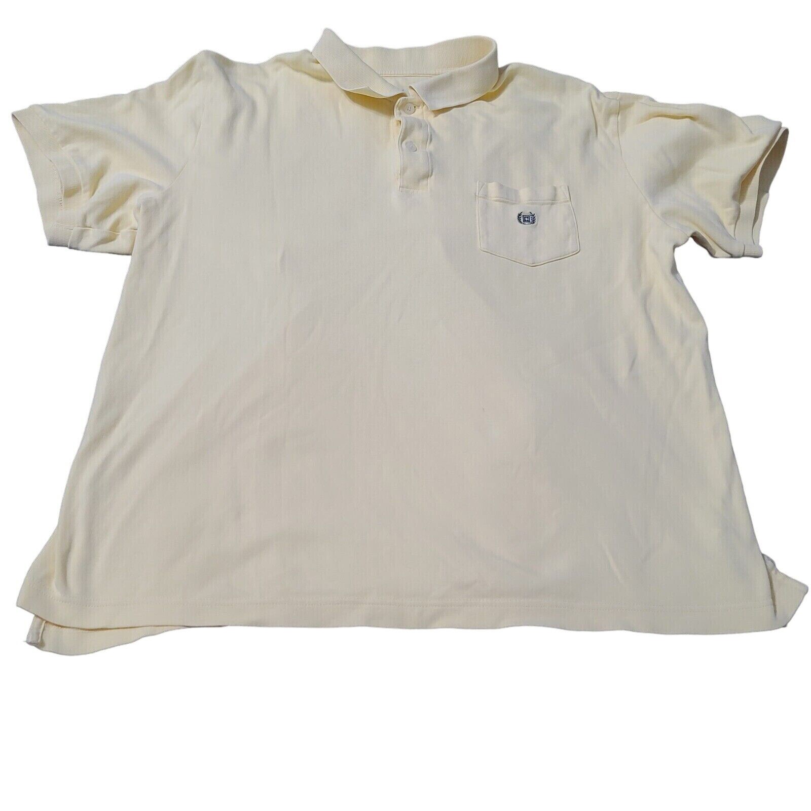 Chaps Mens Polo Shirt Yellow Size Large 100% Cotton Short Sleeve Pullover Collar