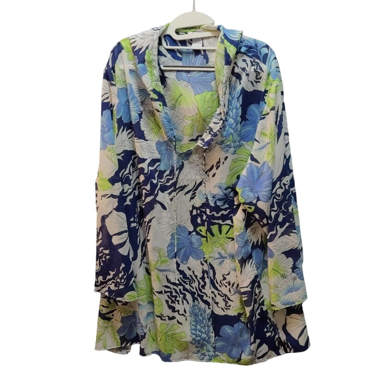 Silhouettes Womens Cover-Up Multi-Color Size 3X 100% Polyester Long Sleeve Hood