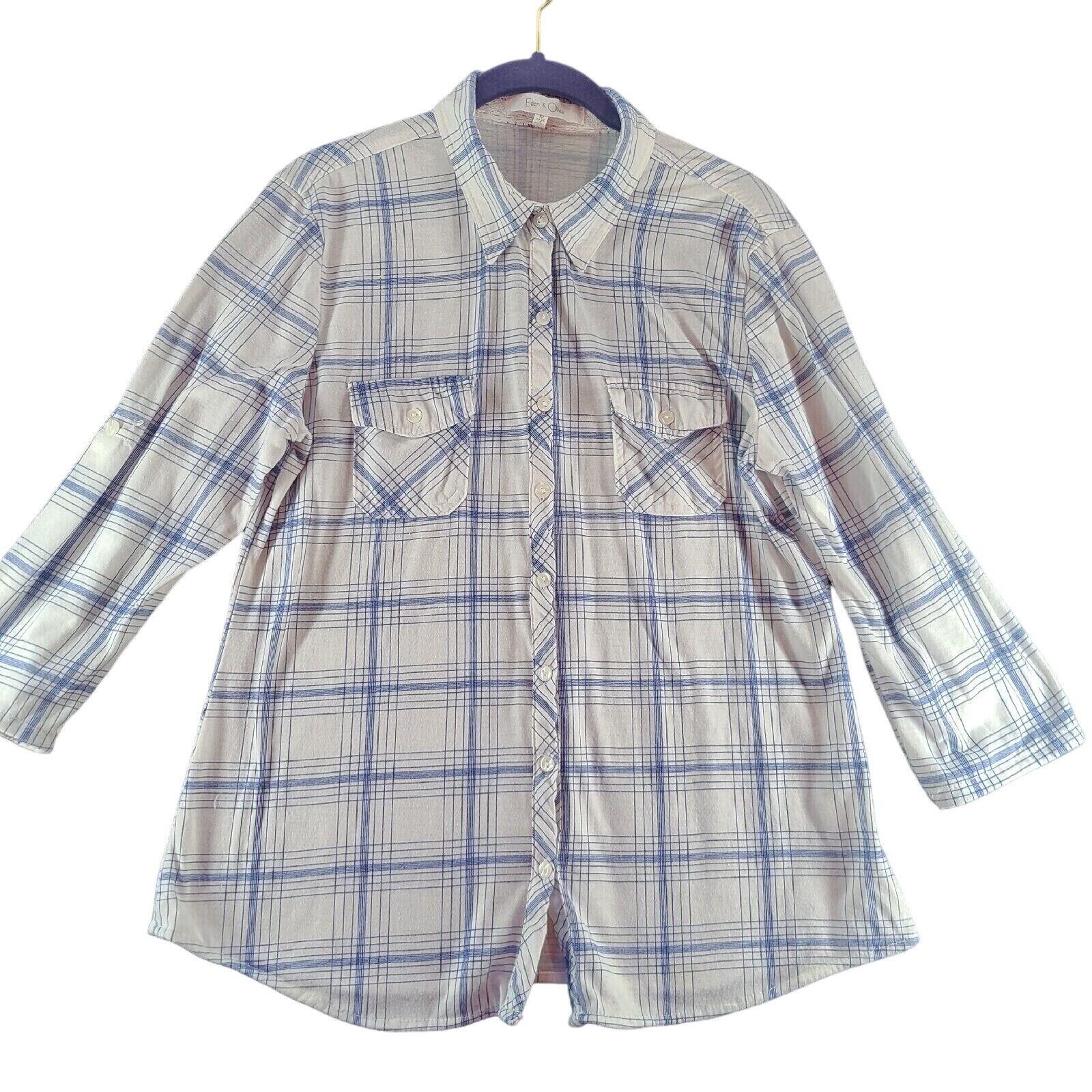 Edwin & Olivia Womens Blouse Multi-Color Size Medium 100% Polyester Button Down