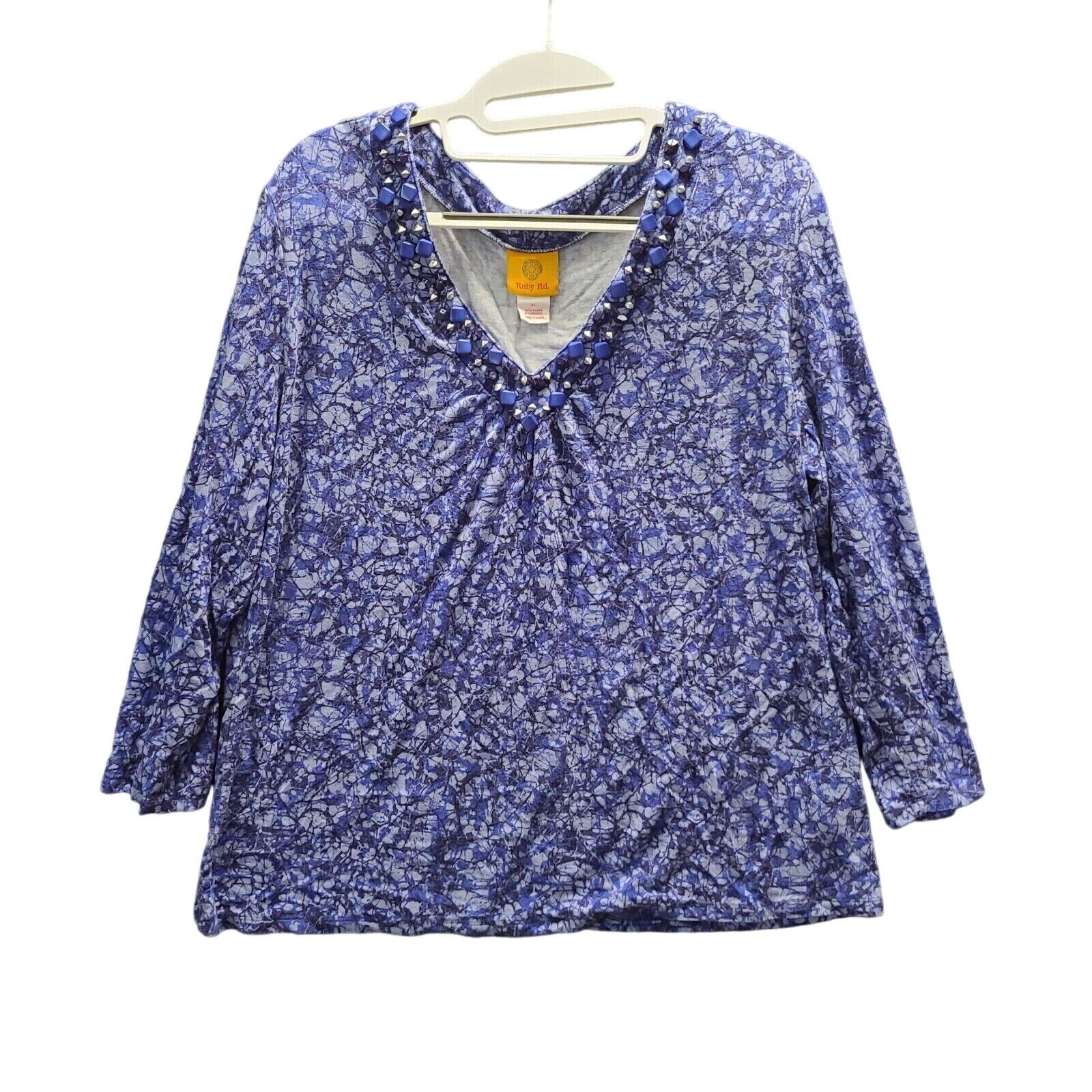 Ruby Rd Womens Top Multicolor Size XL Rayon Blend Stretch Long Sleeve
