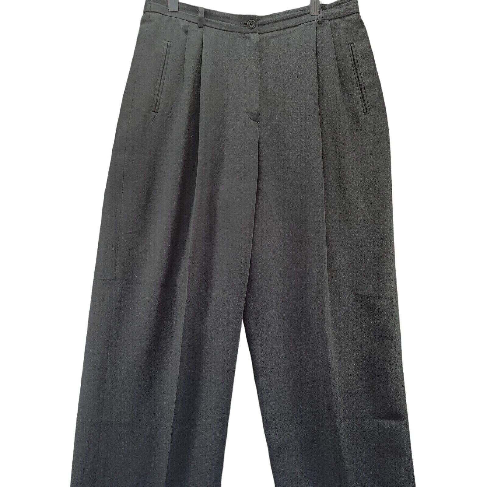 Liz Claiborne Womens Pants Black Size 14P Acetate Blend Button Zip Pockets