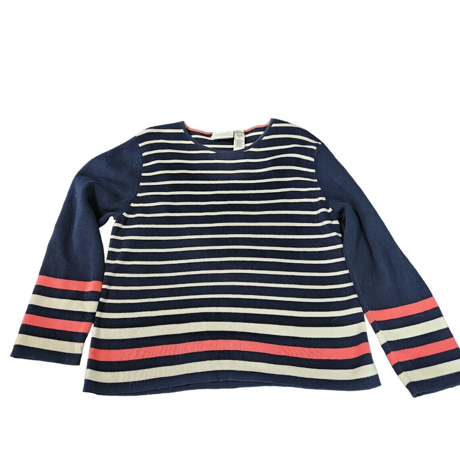 Liz Claiborne Womens Top Multi-Color Size PM 100% Cotton Long Sleeve Pullover