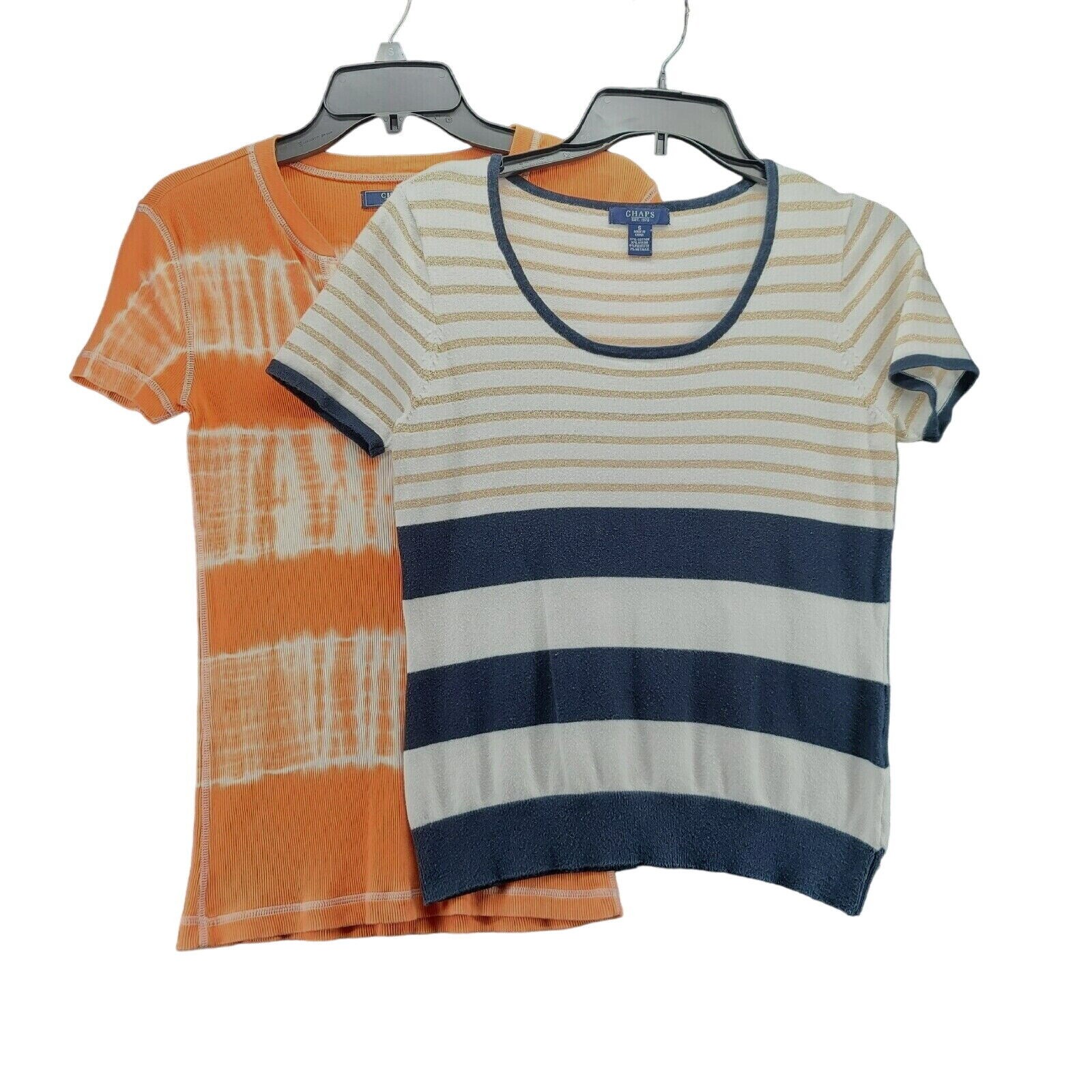 Lot Of 2 Chaps Womens Tops Multi-Color Size Small Cotton Blend Short Sleeve