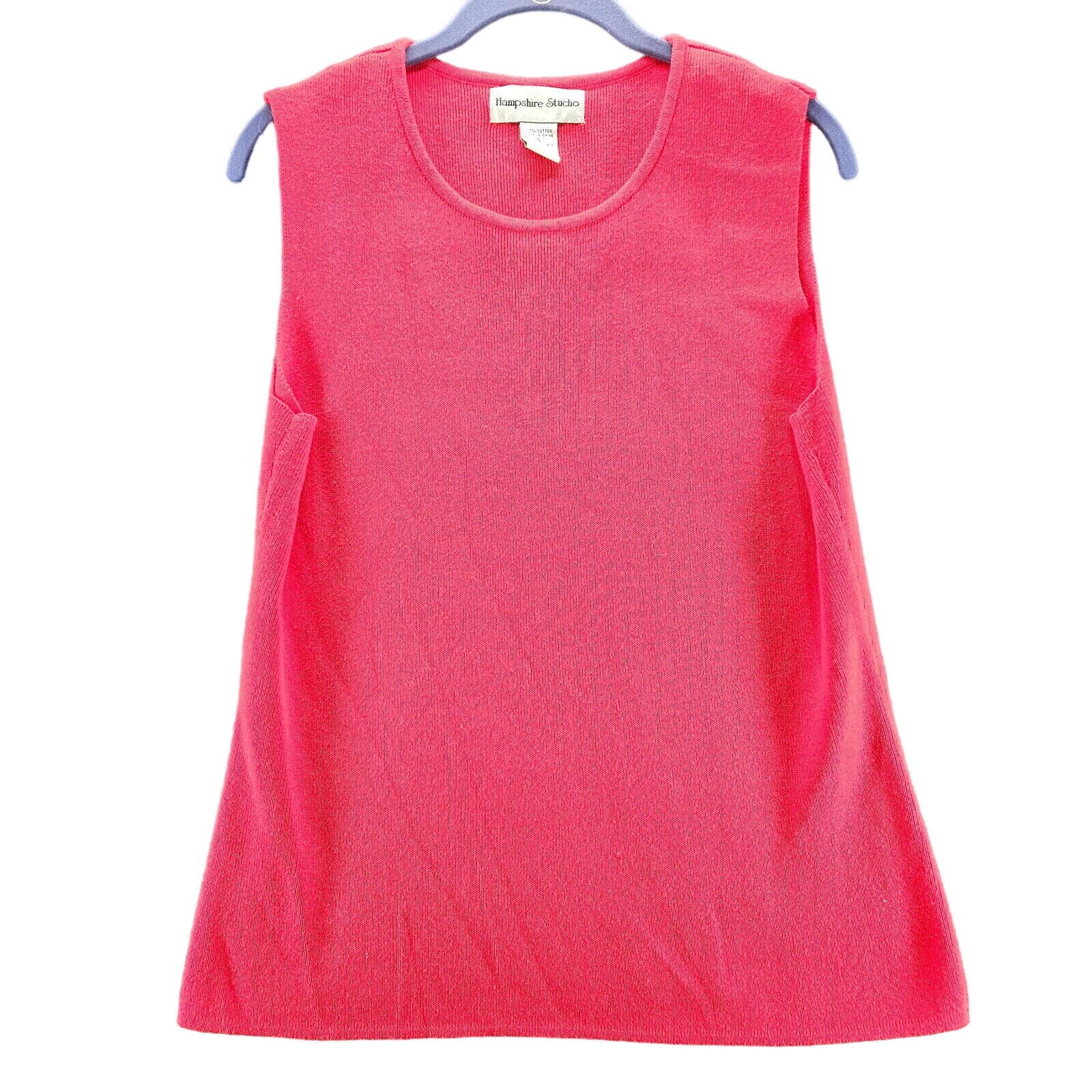 Hampshire Studio Womens Tank Top Red Size Small 100% Cotton Pullover Sleeveless