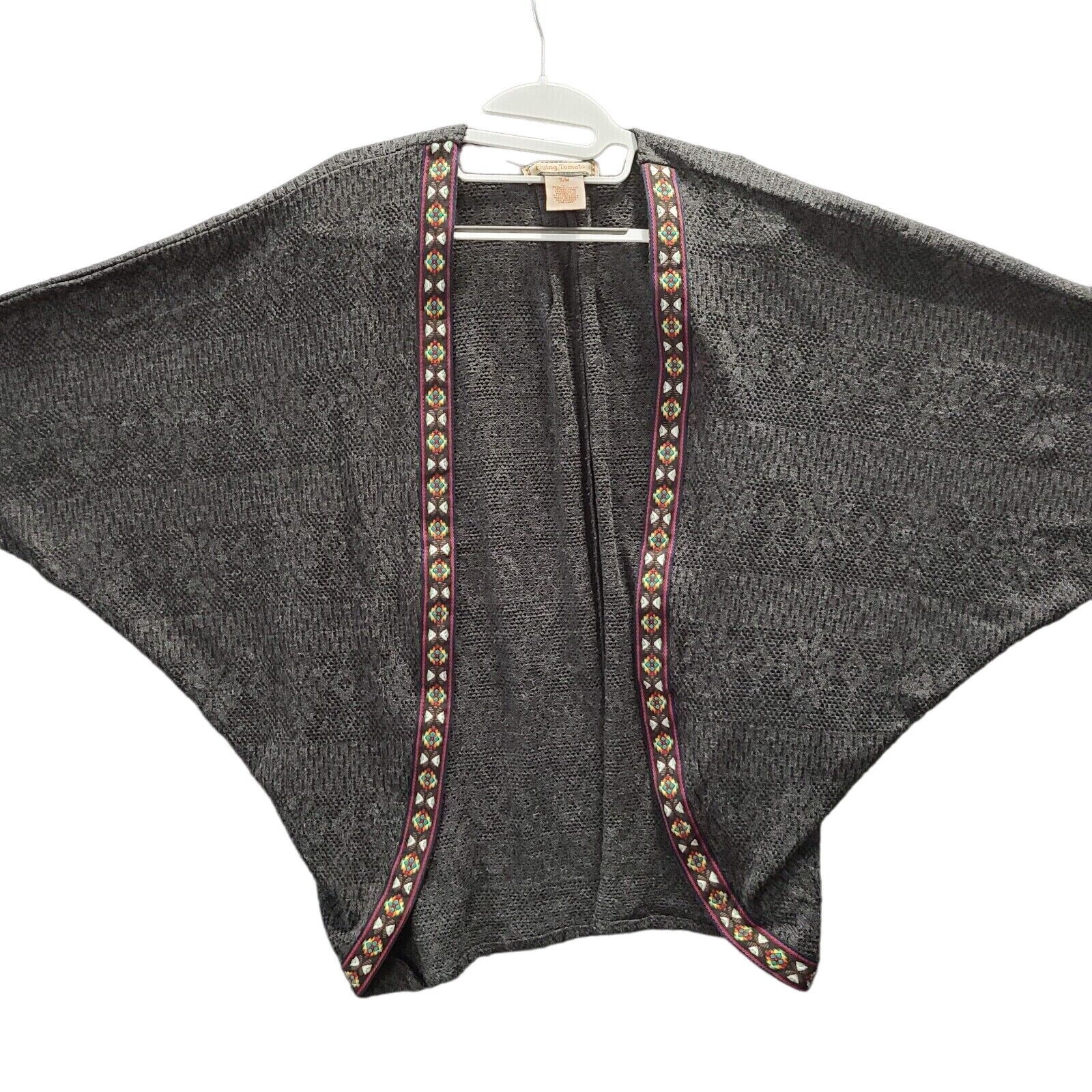 Flying Tomato Womens Sweater Multicolor Size S/M Cotton Blend Dolman Sleeve Open