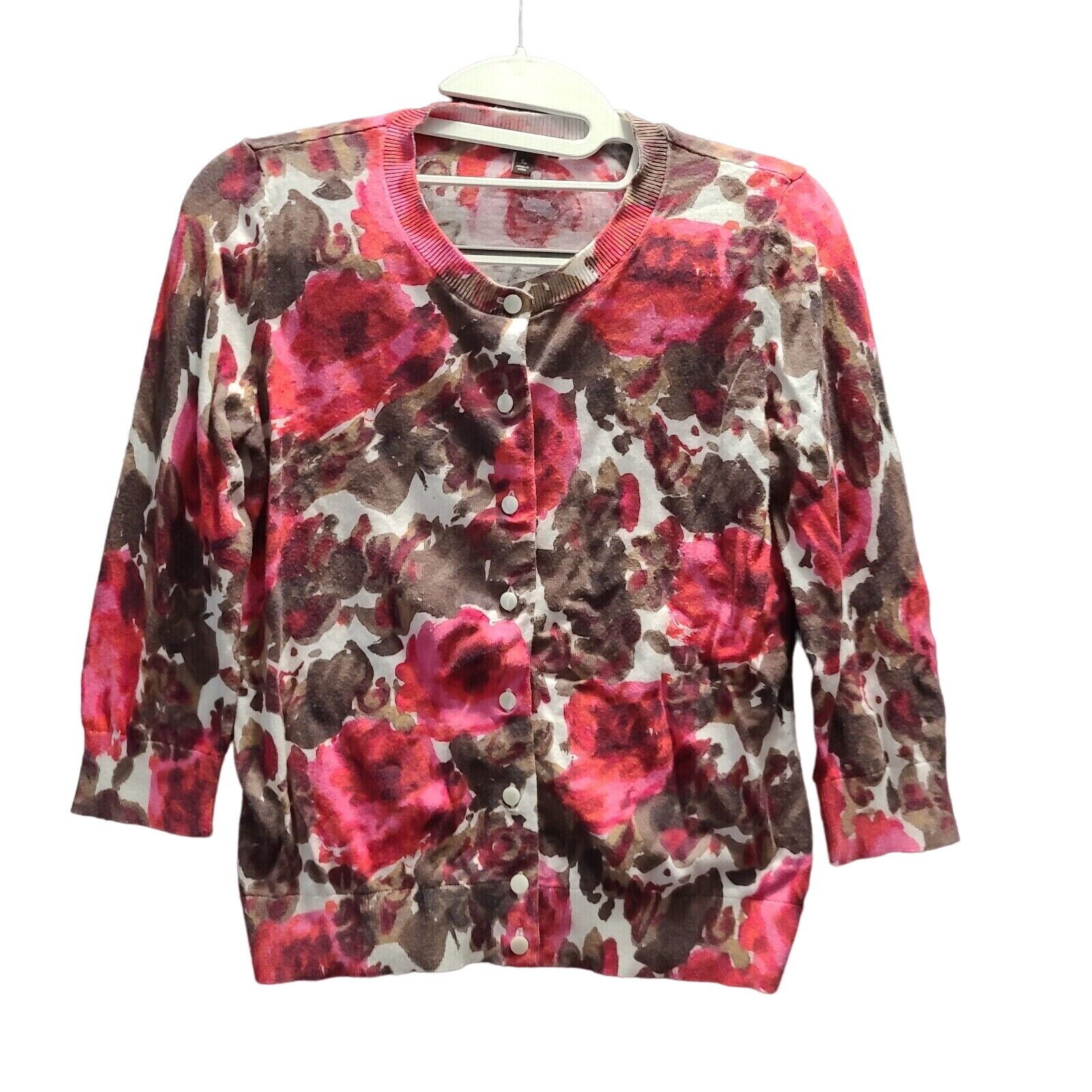 Talbots Womens Sweater Multicolor Size SP Cotton Blend Buttons Long Sleeve