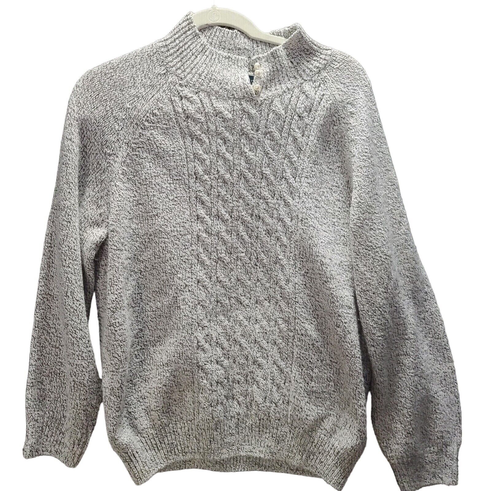 Karen Scott Womens Sweater Gray Size XL Acrylic Blend Pearl Embellishment