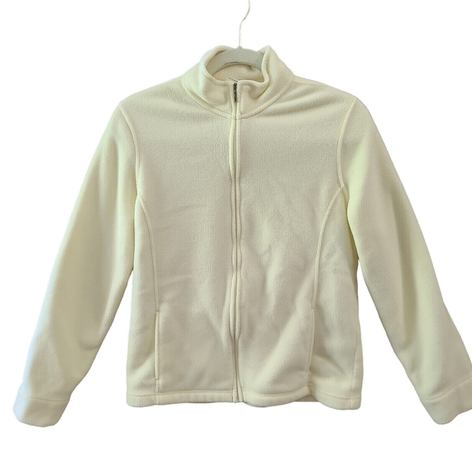 L.L. Bean Womens Jacket Cream Size Medium Polyester Blend Stretch Long Sleeve