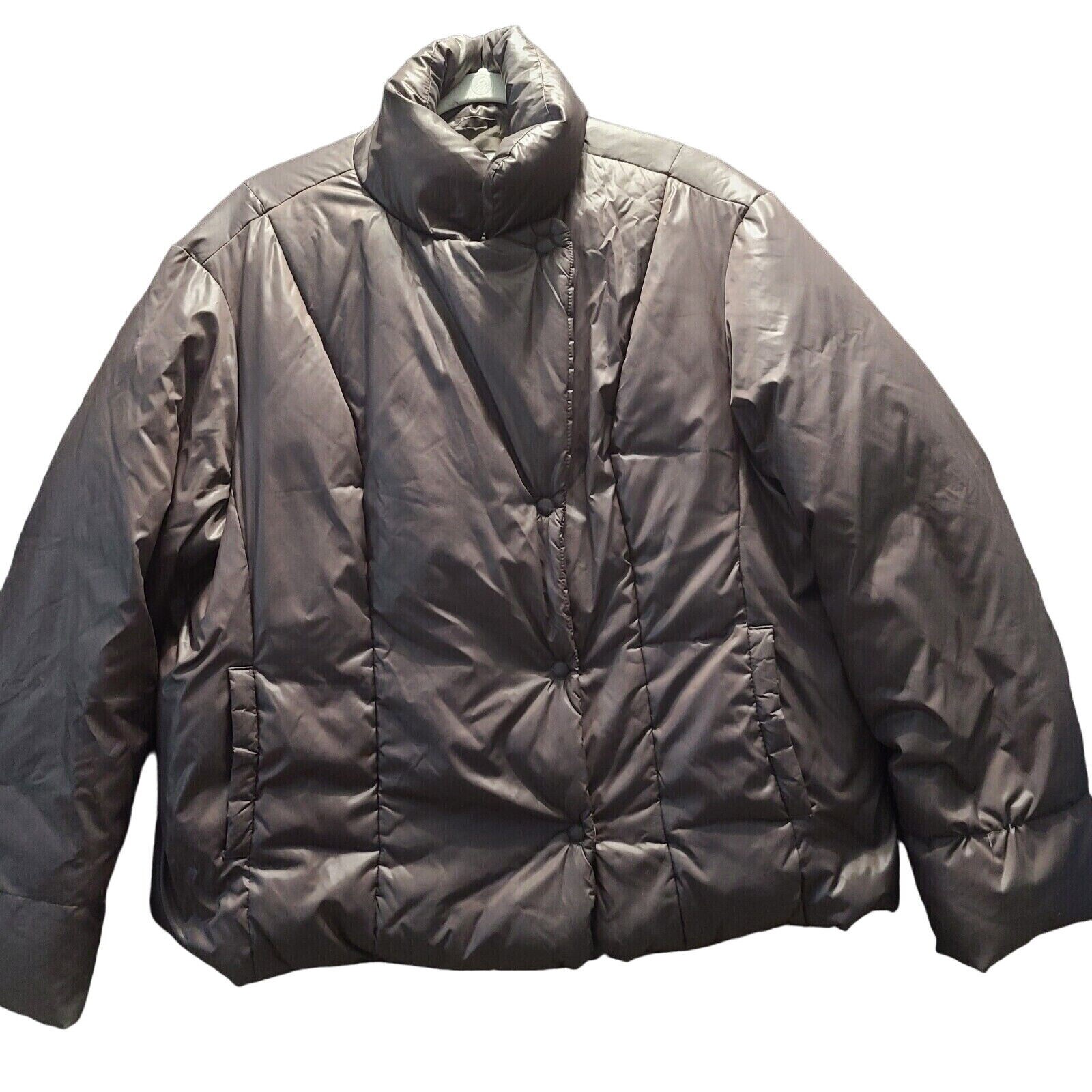 The Gap Womens Puffer Jacket Brown Size XL Polyester Blend Long Sleeve Buttons