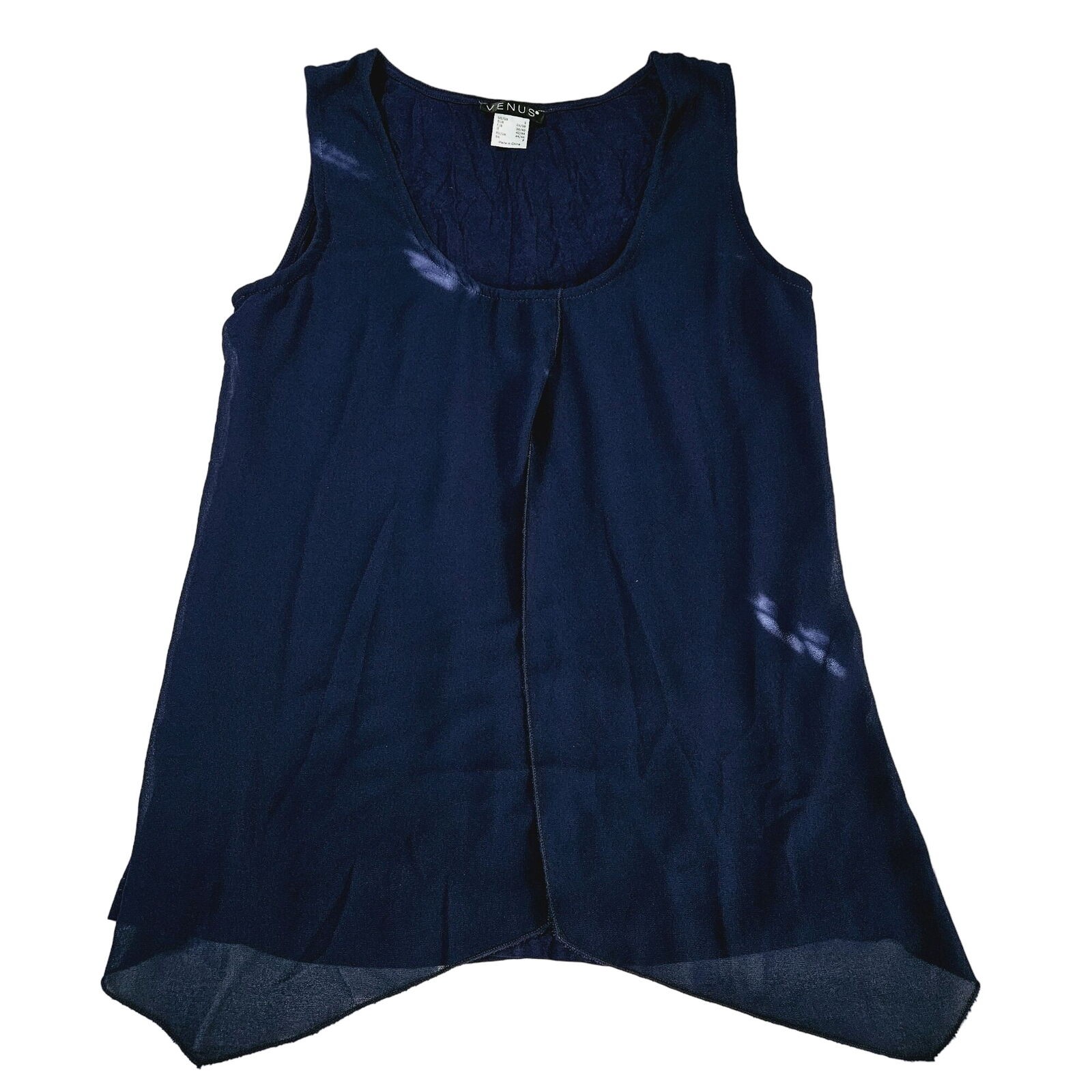 Venus Womens Tank Top Blue Size Small Viscose Blend Sleevelss Pullover Stretch