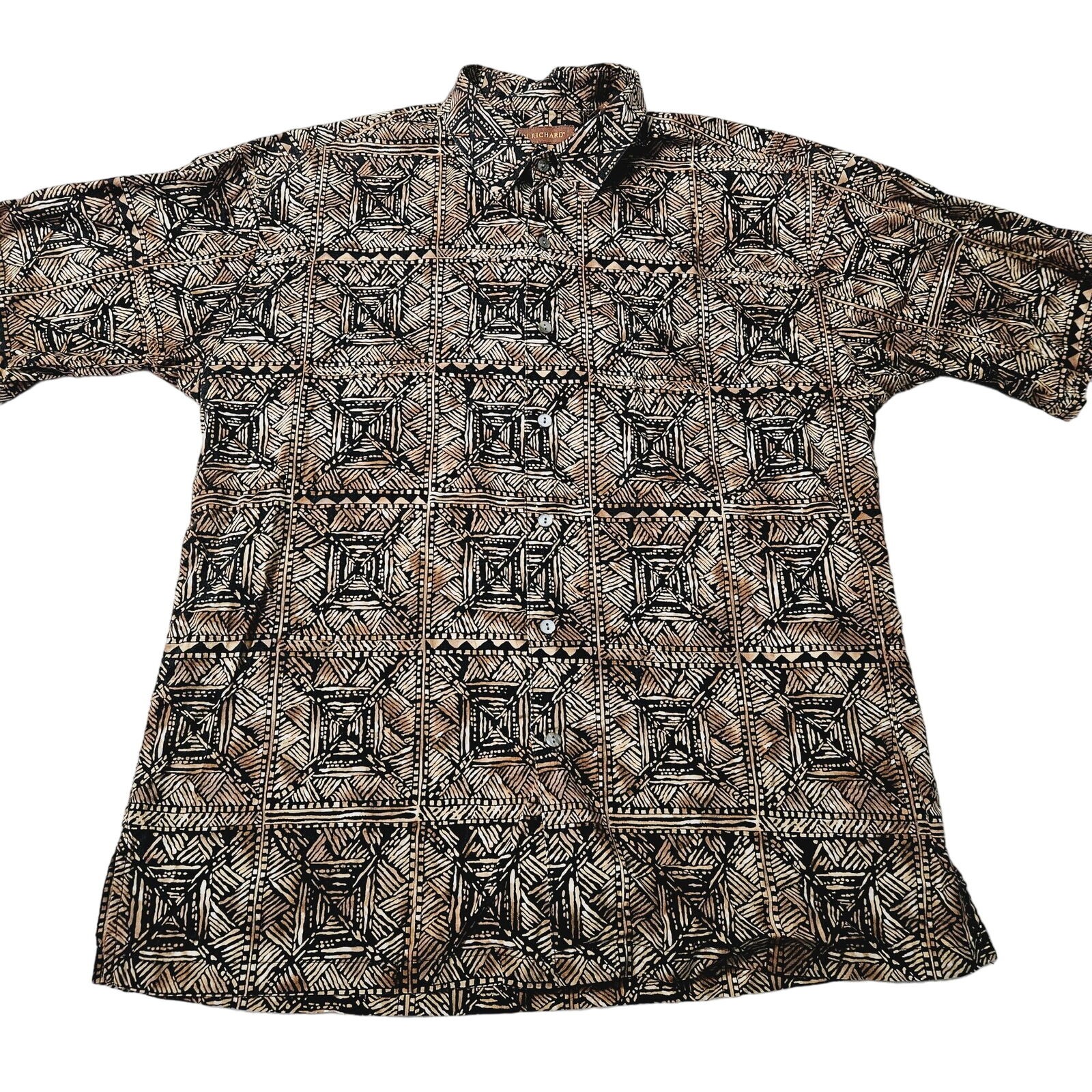 Tori Richard Mens Button Up Shirt MultiColor Size XL 100% Cotton Short Sleeve