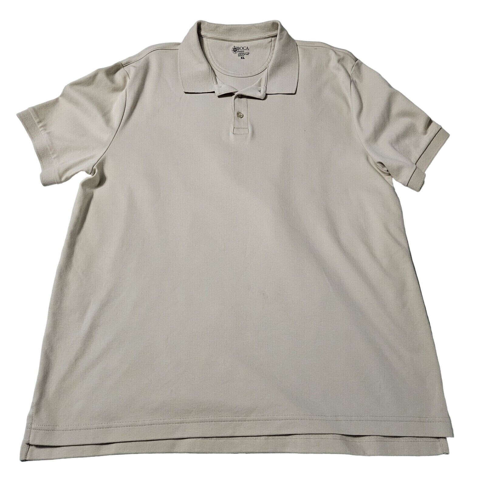 BOCA Mens Polo Shirt Off White Size XL 100% Pima Cotton Short Sleeve Imperfect